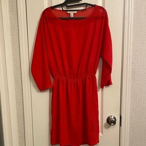 Forever 21 Vibrant Red Long Sleeve Dress